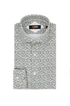 Camicia custom in cotone stretch con fantasia a spiga
