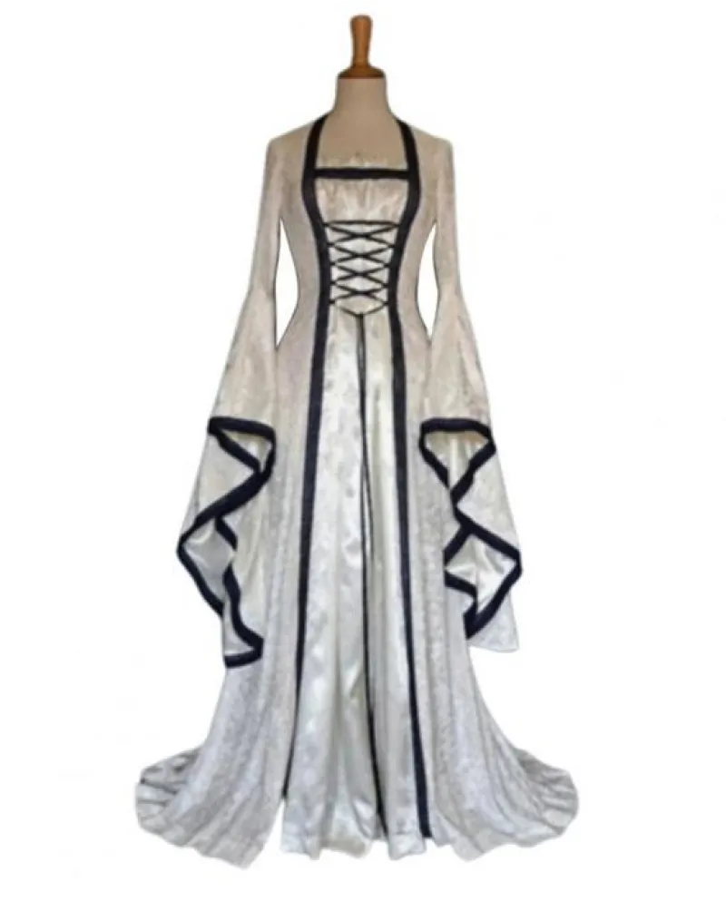 Costume cosplay da principessa di corte retrò medievale da donna di Halloween lungo D