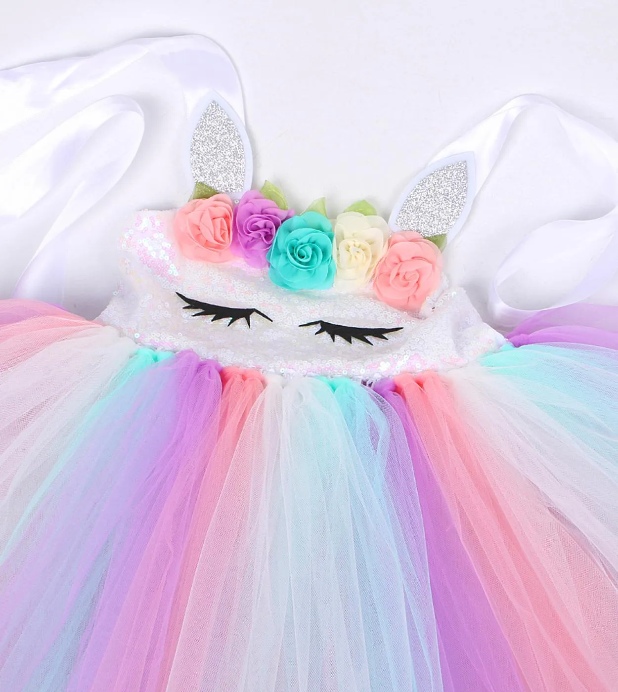 Flower Girl Unicorn Dress Paillettes pastello Abiti da principessa per bambini Unicorni Costume di Halloween Neonate Tutu Outfit
