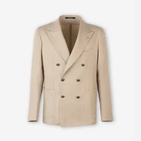 Giacca doppio petto lana beige