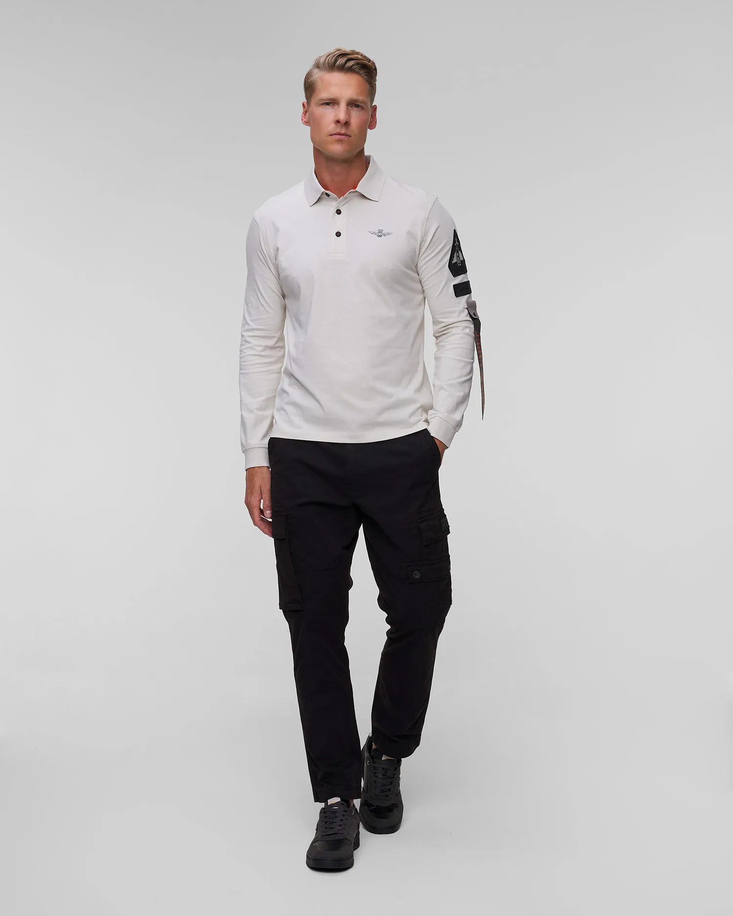 Maglietta a maniche lunghe bianca da uomo Aeronautica Militare 242PO1823J611-73098