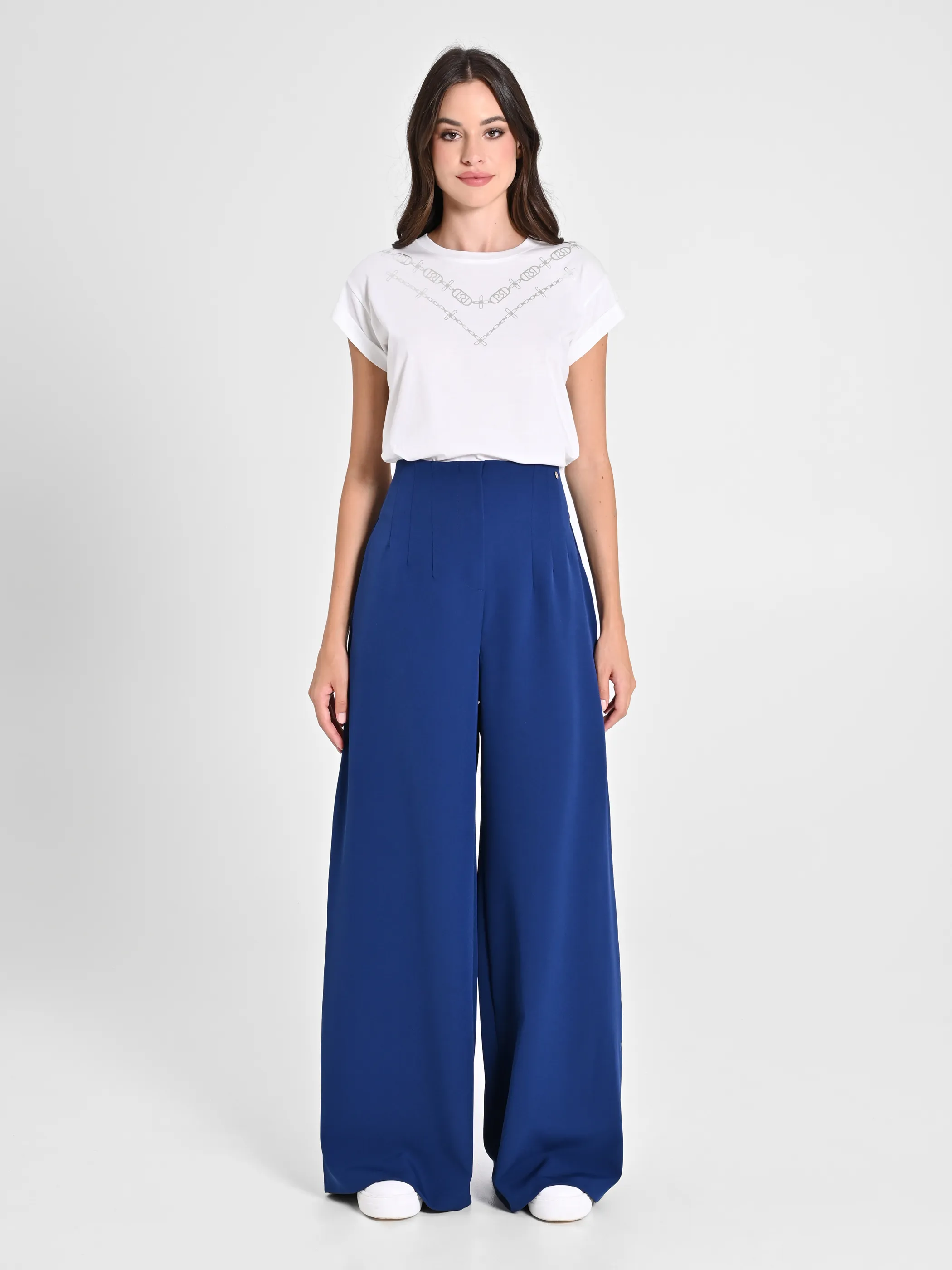      Pantaloni Wide Leg Blu Navy     