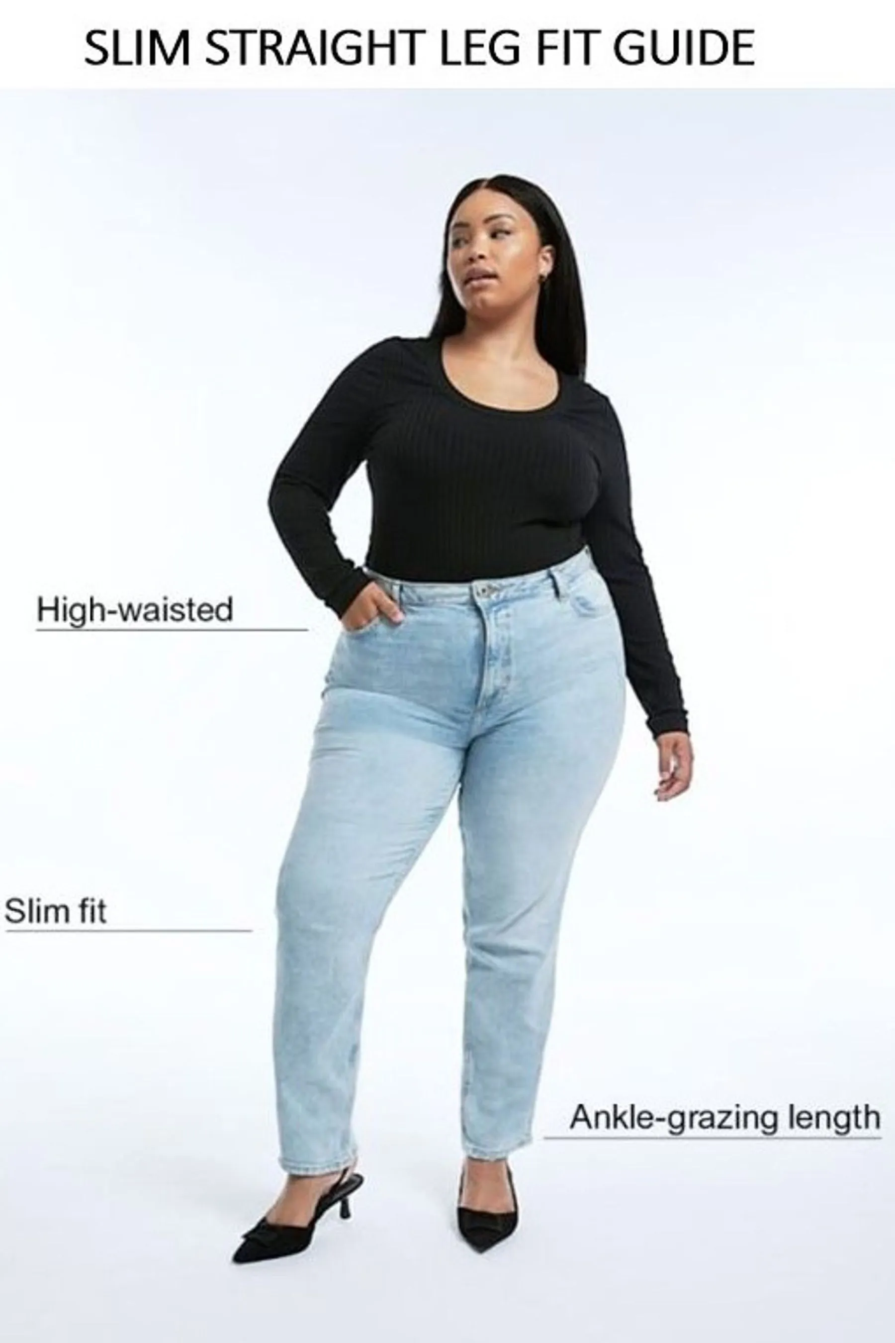 River Island - Jeans dritta a vita alta senza strech
