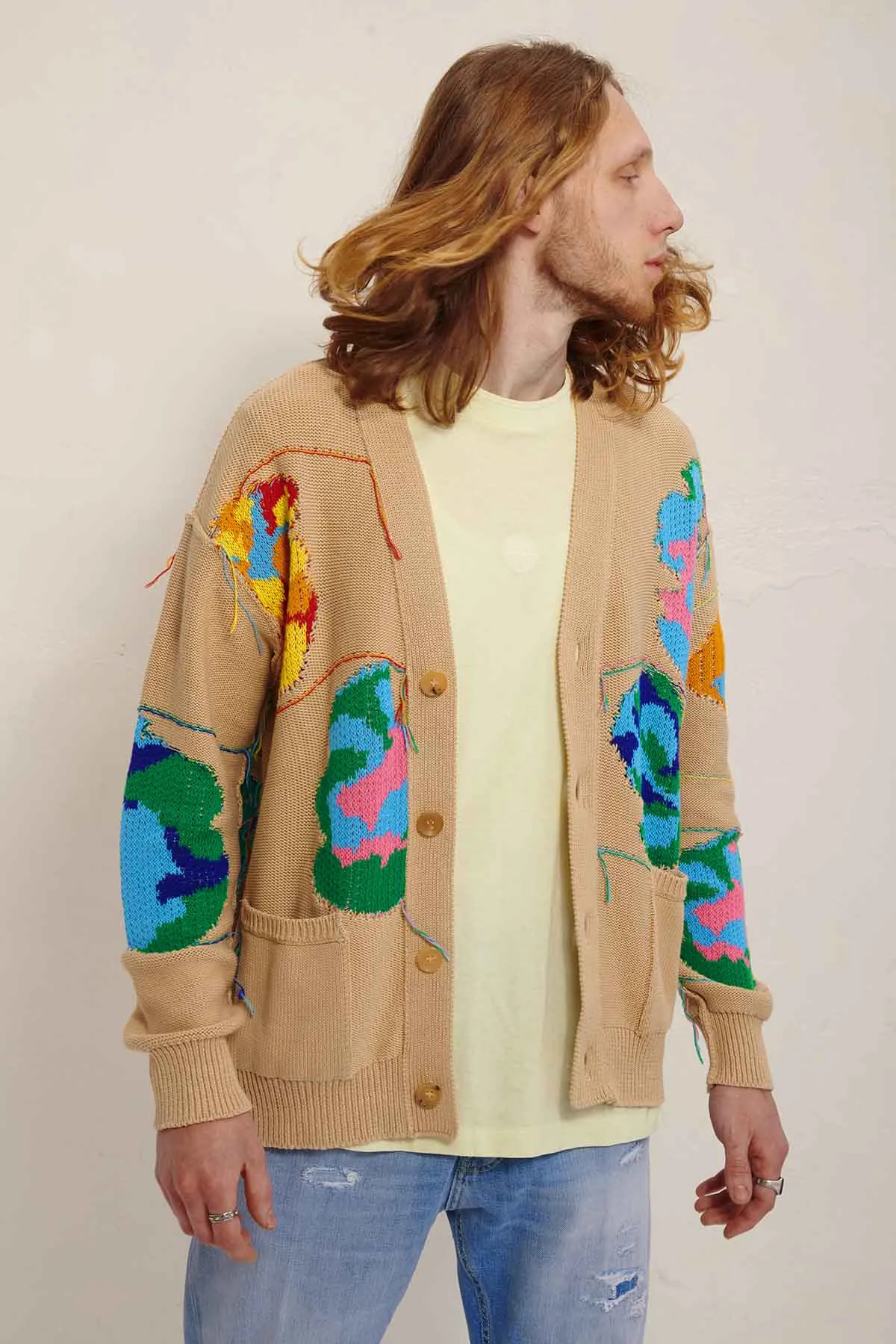 ROBERTO COLLINA Cardigan jacquard multicolor